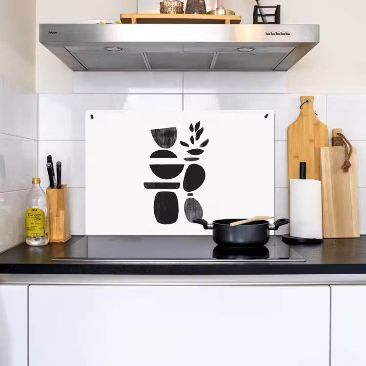 Japandi - Zwart - Abstract Inductie beschemer met haakjes klein -sfeer2