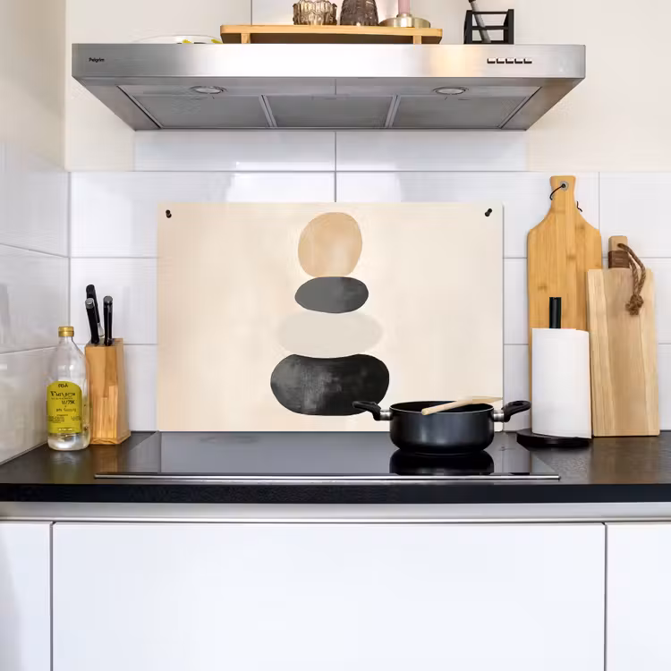 Japandi - Wabi sabi - Beige Inductie beschemer met haakjes klein -sfeer2