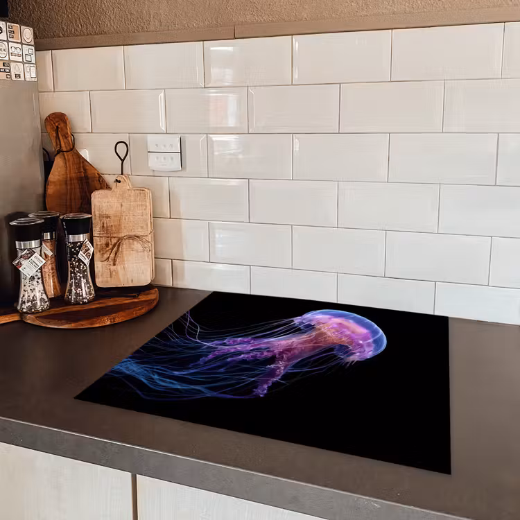 Kwal - Doorzichtig - Roze - Tentakels Inductie beschermer vinyl 3mm middel -sfeer3