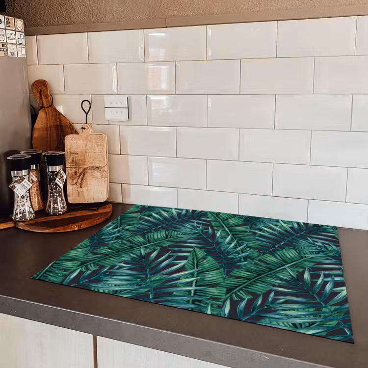 Jungle - Bladeren - Tropical Inductie beschermer vinyl 3mm klein -sfeer3