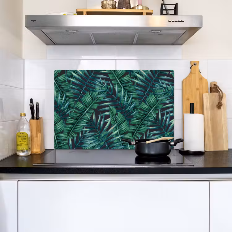 Jungle - Bladeren - Tropisch Inductie beschemer met haakjes klein -sfeer2