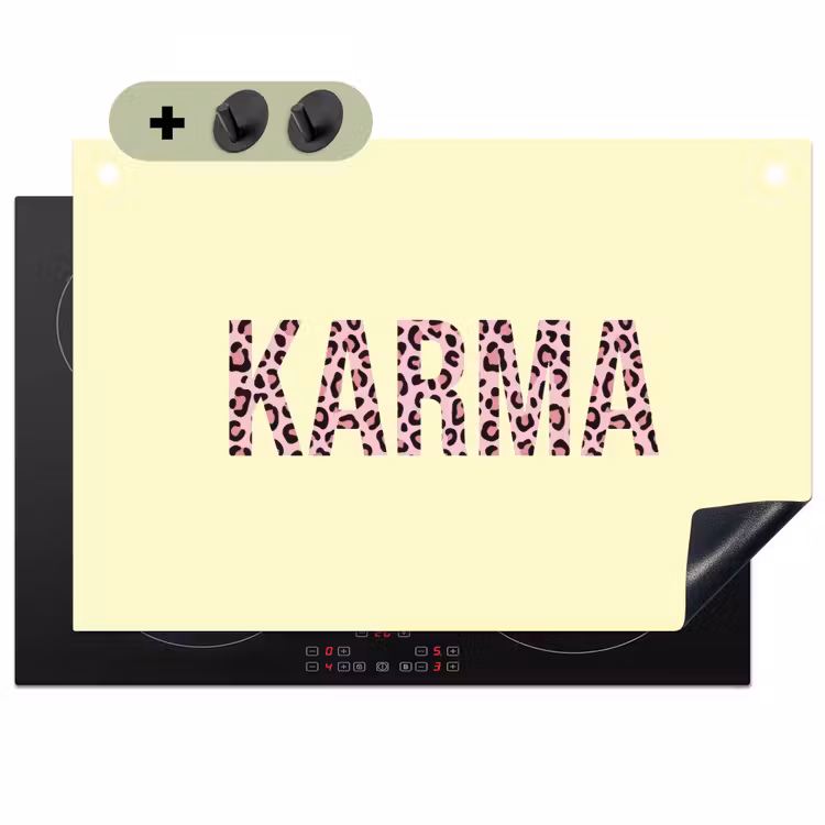 Karma - Luipaardprint - Geel Inductie beschemer met haakjes klein -3d