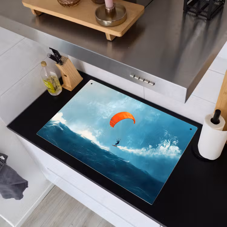 Kitesurfer - Oranje - Zee - Lucht Inductie beschemer met haakjes klein -sfeer1