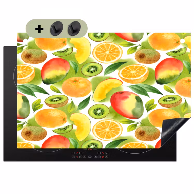 Kiwi - Sinasappel - Mango - Perzik Inductie beschemer met haakjes klein 777 -3d