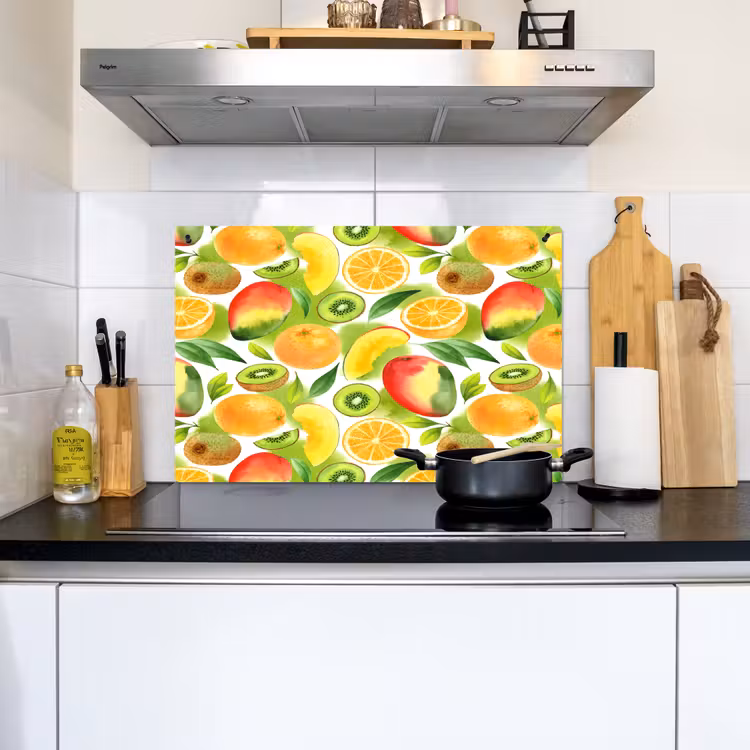 Kiwi - Sinasappel - Mango - Perzik Inductie beschemer met haakjes klein 777 -sfeer2
