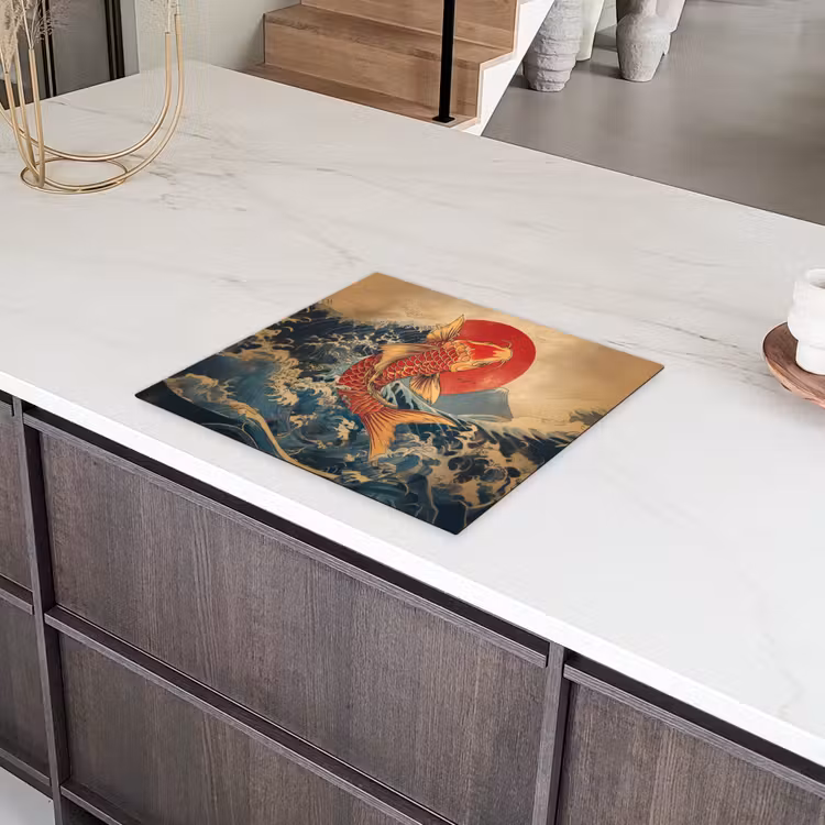 Koi - Zee - Golven - Zon Inductie beschermer vinyl 3mm middel -sfeer8