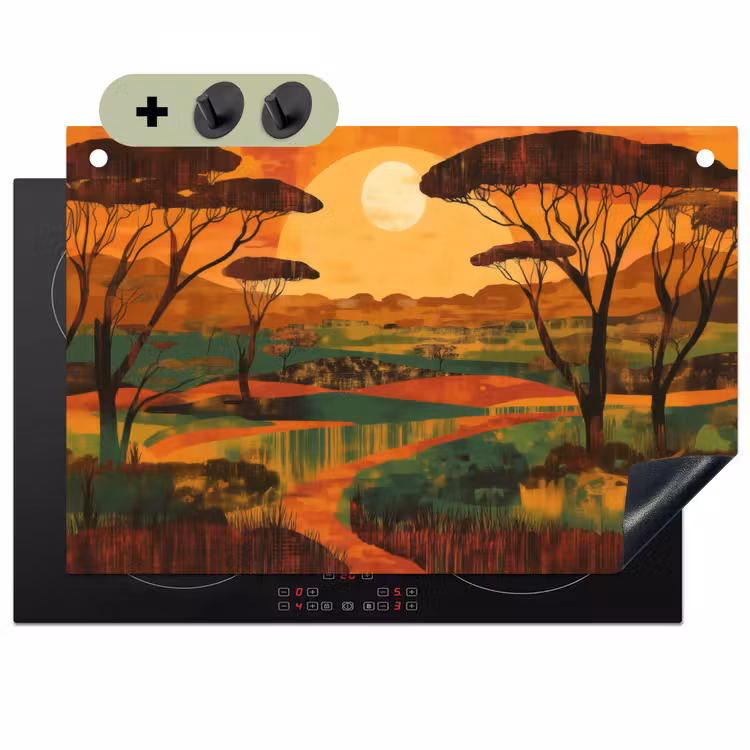 Landschap - Afrikaans - Zon Inductie beschemer met haakjes klein -3d