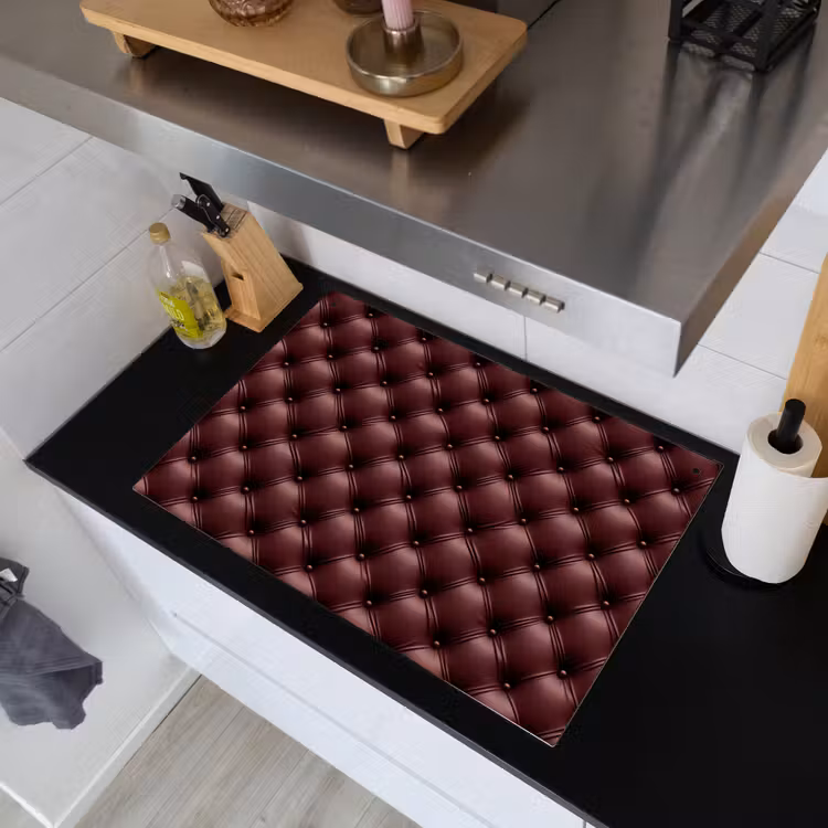 Leer - Patroon - Bordeaux Inductie beschemer met haakjes klein 777 -sfeer1