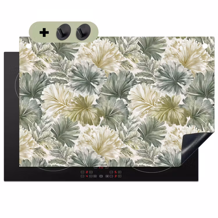 Bladeren - Botanisch - Groen Inductie beschemer met haakjes klein 777 -3d