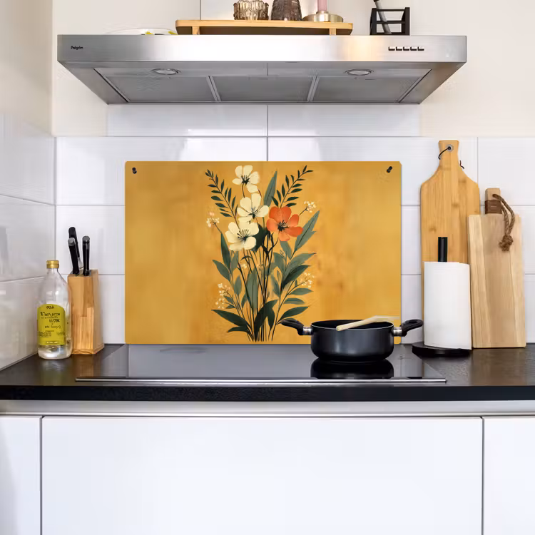 Bladeren - Boeket - Bloemen - Geel Inductie beschemer met haakjes klein -sfeer2