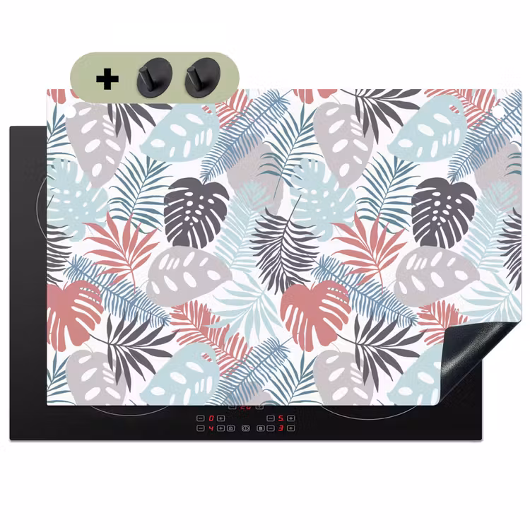 Bladeren - Jungle - Pastel - Tropisch Inductie beschemer met haakjes klein -3d