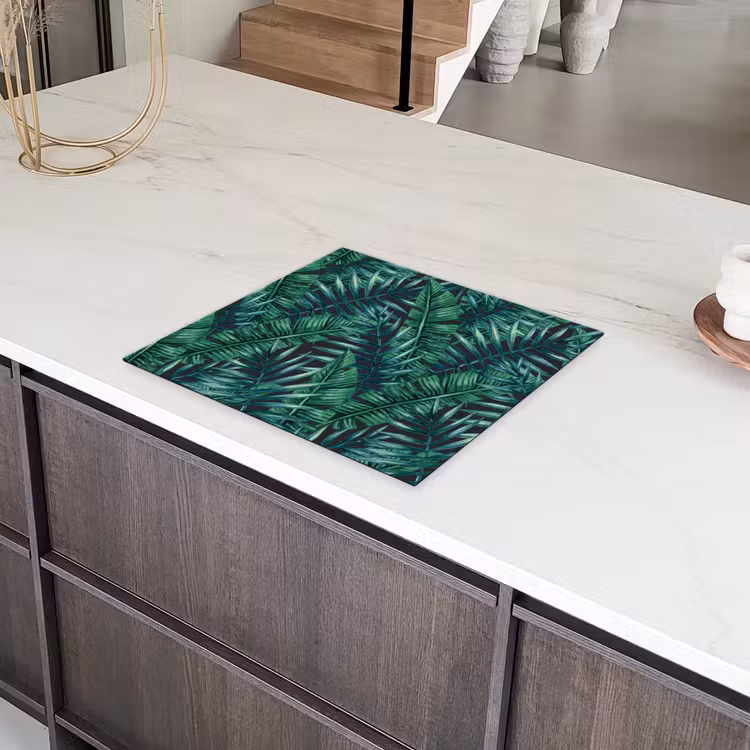 Bladeren - Inductie beschermer - Jungle - Tropical Inductie beschermer vinyl 3mm middel -sfeer8