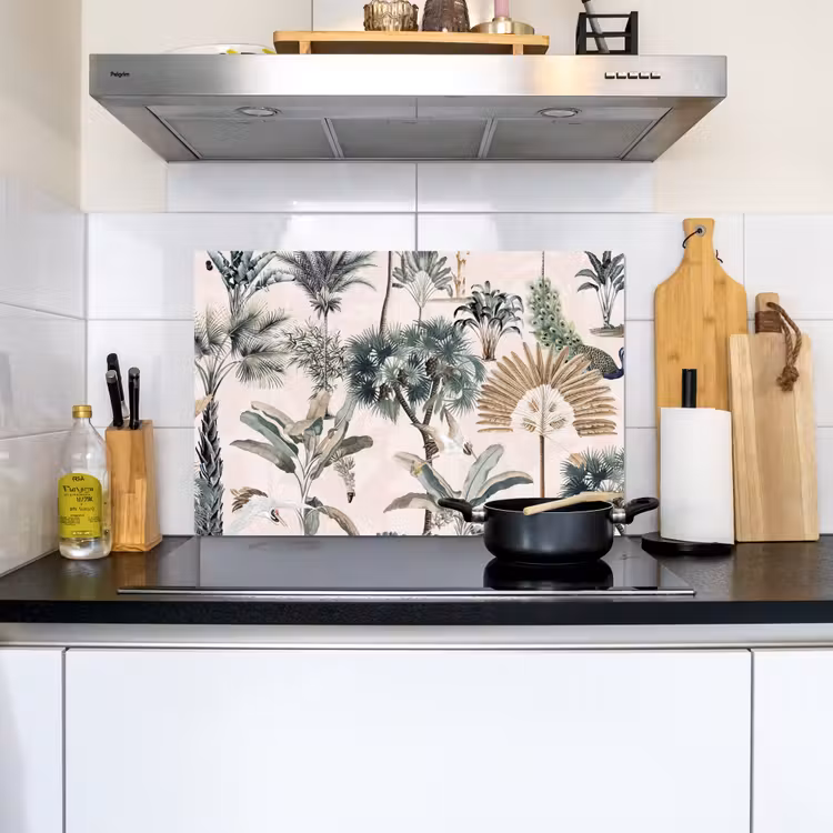 Bladeren - Monstera - Jungle - Tropical Inductie beschemer met haakjes klein -sfeer2