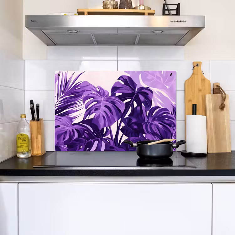 Bladeren - Paars - Tropisch - Abstract Inductie beschemer met haakjes klein -sfeer2
