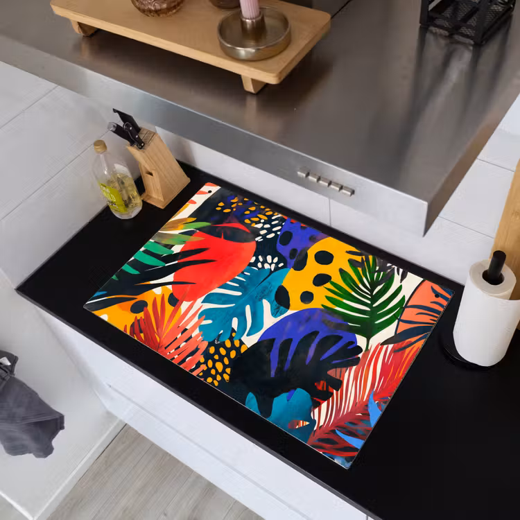 Bladeren - Vormen - Abstract - Kleurrijk Inductie beschemer met haakjes klein -sfeer1