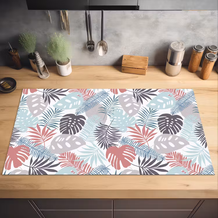 Bladeren - Tropical - Pastel - Jungle Inductie beschermer vinyl 3mm groot -sfeer5