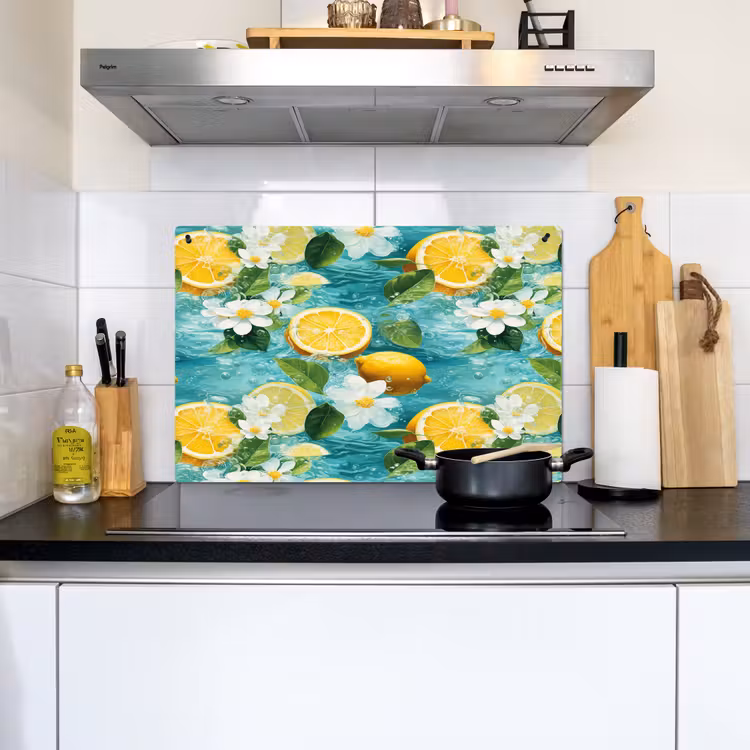 Citroen - Bloemen - Bruisend - Water Inductie beschemer met haakjes klein 777 -sfeer2