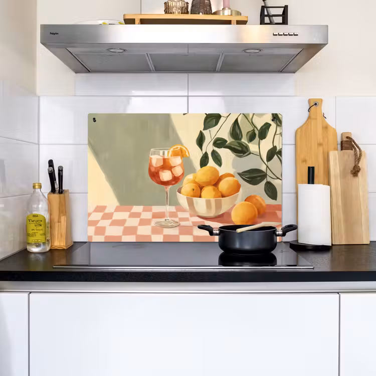 Citroenen - Glas - Tafelkleed - Geblokt Inductie beschemer met haakjes klein -sfeer2
