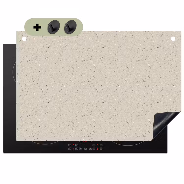 Lichtbeige - Terrazzo - Grijs Inductie beschemer met haakjes klein 777 -3d