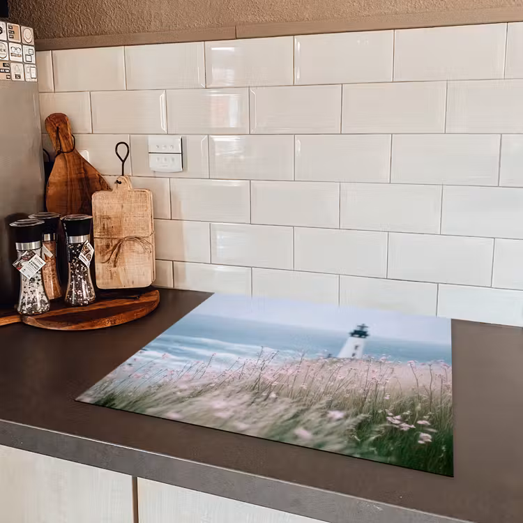 Vuurtoren - Klif - Zee - Bloemen Inductie beschermer vinyl 3mm middel -sfeer3