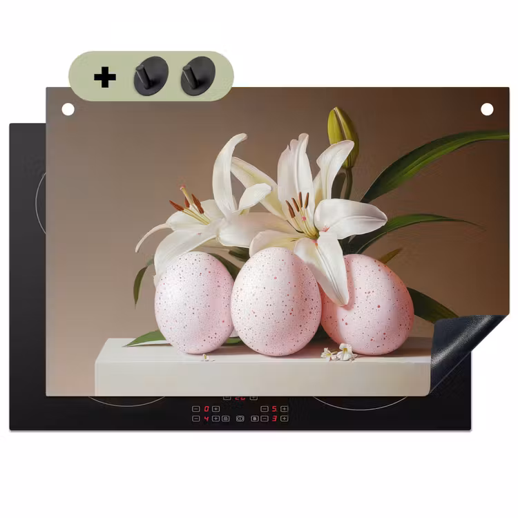 Lelies - Eieren - Pasen Inductie beschemer met haakjes klein -3d