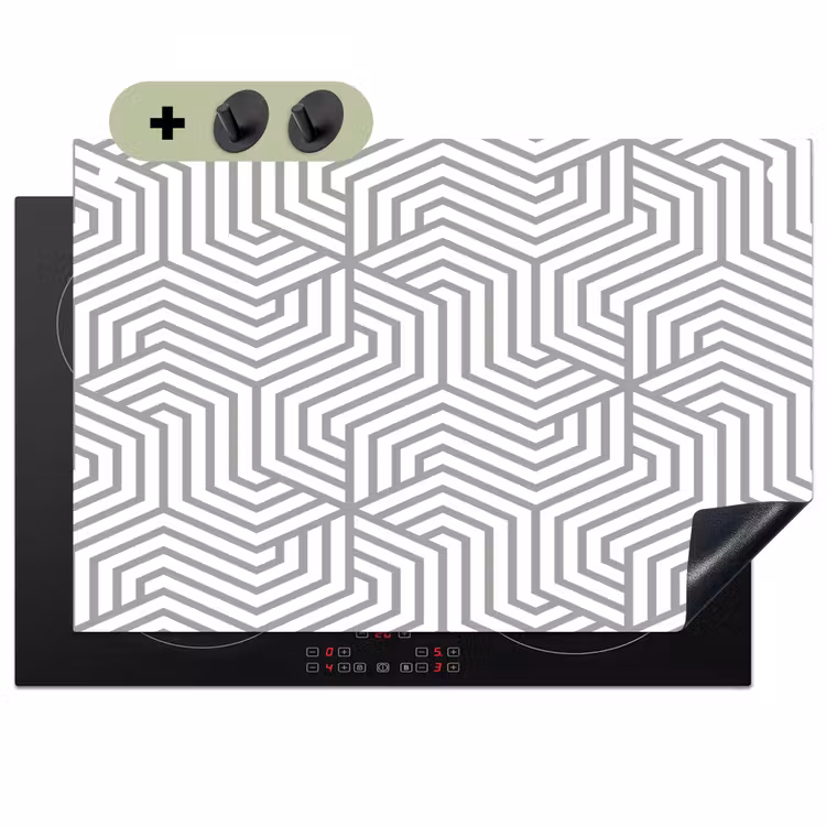 Lijn - Design - Geometrie - Patroon Inductie beschemer met haakjes klein 777 -3d