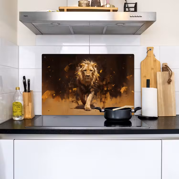Leeuw - Geschilderd - Abstract - Goud Inductie beschemer met haakjes klein -sfeer2