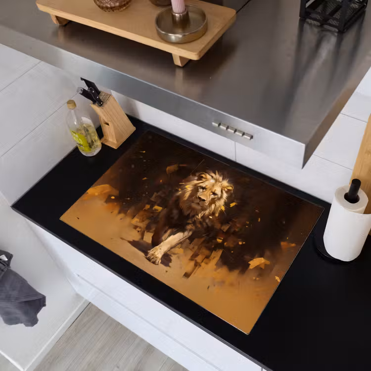 Leeuw - Geschilderd - Abstract - Goud Inductie beschemer met haakjes klein -sfeer1
