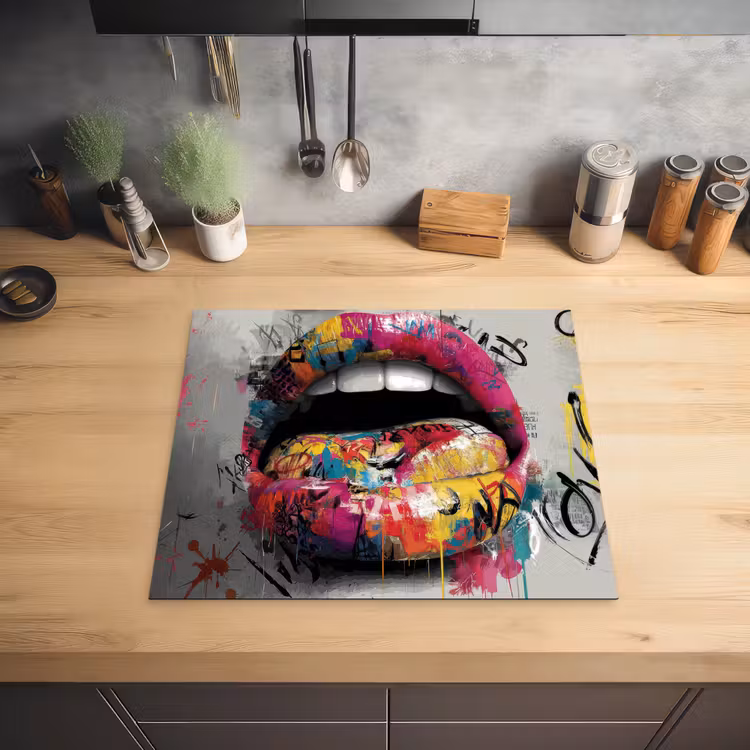 Lippen - Graffiti - Expressief Inductie beschermer vinyl 3mm middel -sfeer5