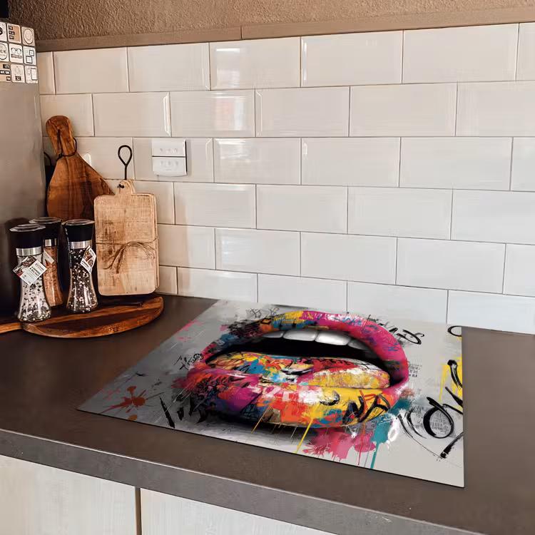 Lippen - Graffiti - Expressief Inductie beschermer vinyl 3mm middel -sfeer3