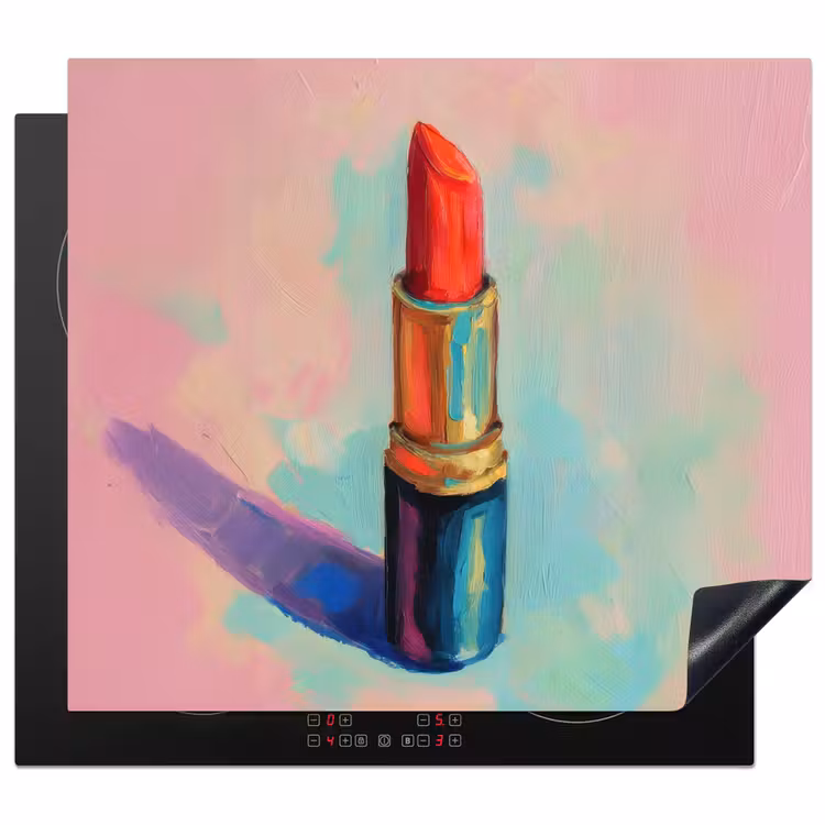 Lippenstift - Rood - Penseelstreken Inductie beschermer vinyl 3mm middel -3d