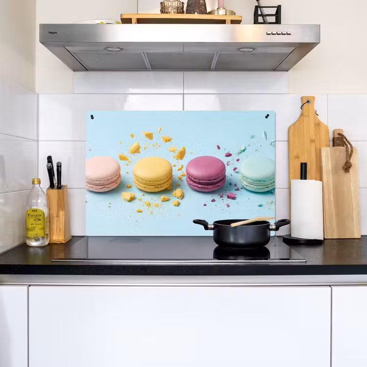 Macarons - Kleurrijk - Pastel Inductie beschemer met haakjes klein -sfeer2