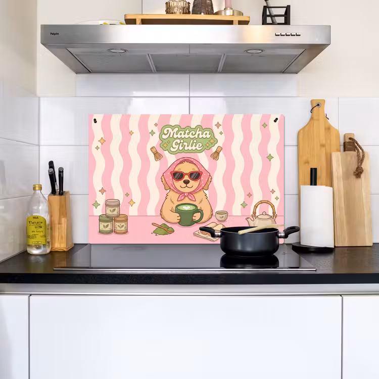 Matcha - Hond - Roze - Groen Inductie beschemer met haakjes klein -sfeer2