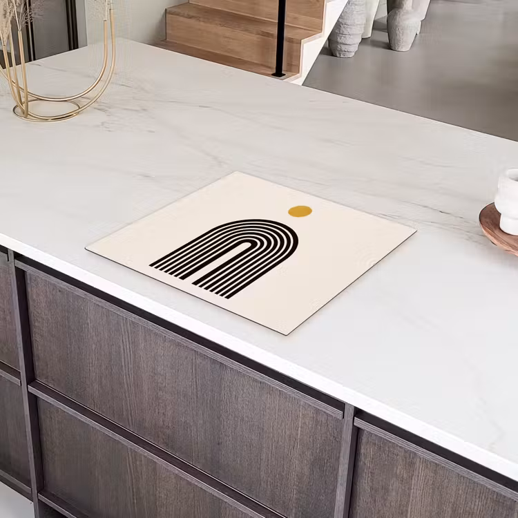 Minimalistisch - Zwarte boog - Gouden cirkel Inductie beschermer vinyl 3mm middel -sfeer8