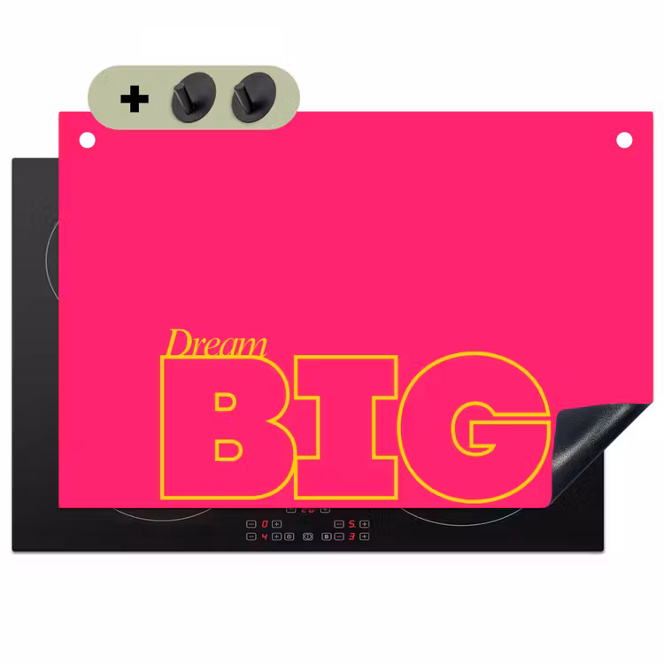 Minimalistisch - Roze - Dream big - Grafisch Inductie beschemer met haakjes klein -3d