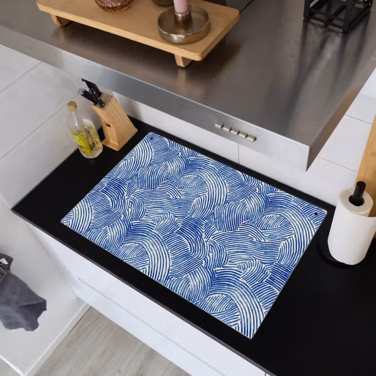 Modern - Abstract - Blauw Inductie beschemer met haakjes klein 777 -sfeer1