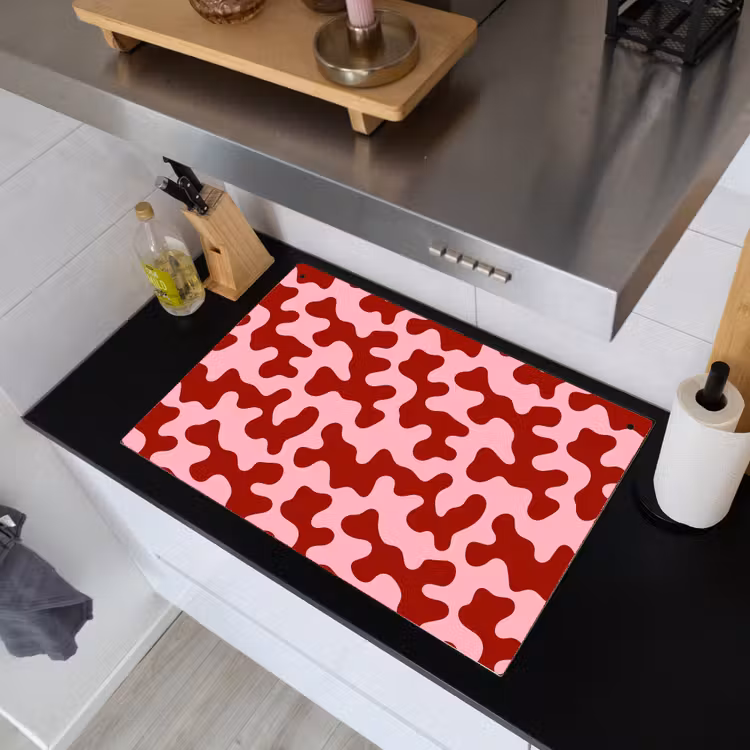 Modern - Abstract - Rood Inductie beschemer met haakjes klein 777 -sfeer1