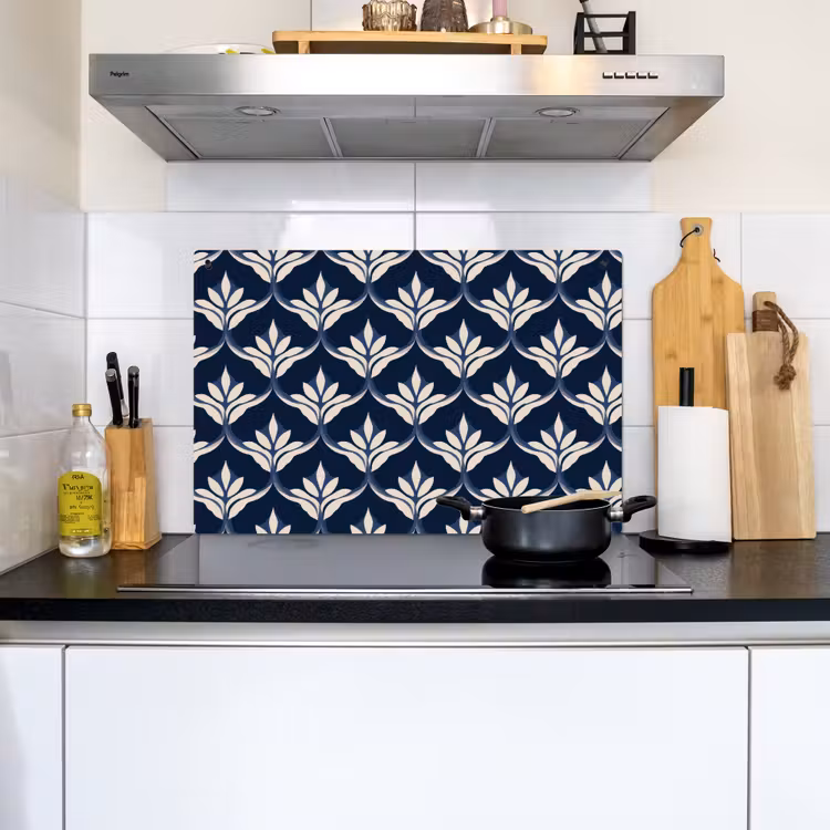 Modern - Ontwerp - Blauw Inductie beschemer met haakjes klein 777 -sfeer2