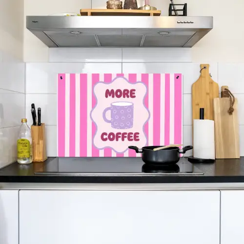 More coffee - Roze - Paars - Strepen - Mok Inductie beschemer met haakjes klein -sfeer2