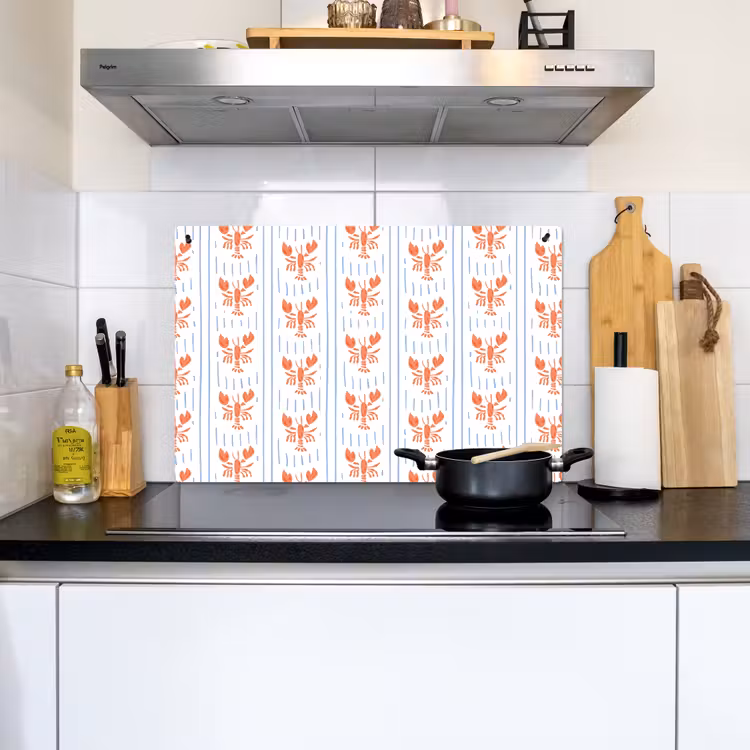 Zee - Kreeft - Oranje - Blauw Inductie beschemer met haakjes klein 777 -sfeer2