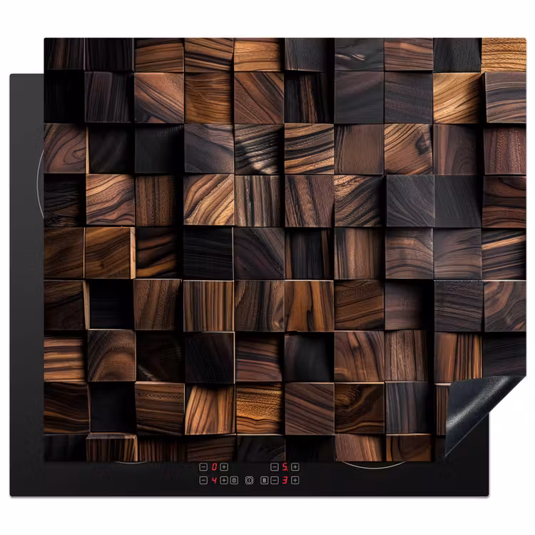 Mozaïek van Houttexturen Inductie beschermer vinyl 3mm middel -3d