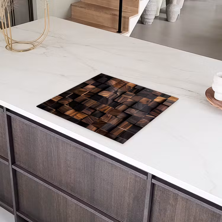 Mozaïek van Houttexturen Inductie beschermer vinyl 3mm middel -sfeer8