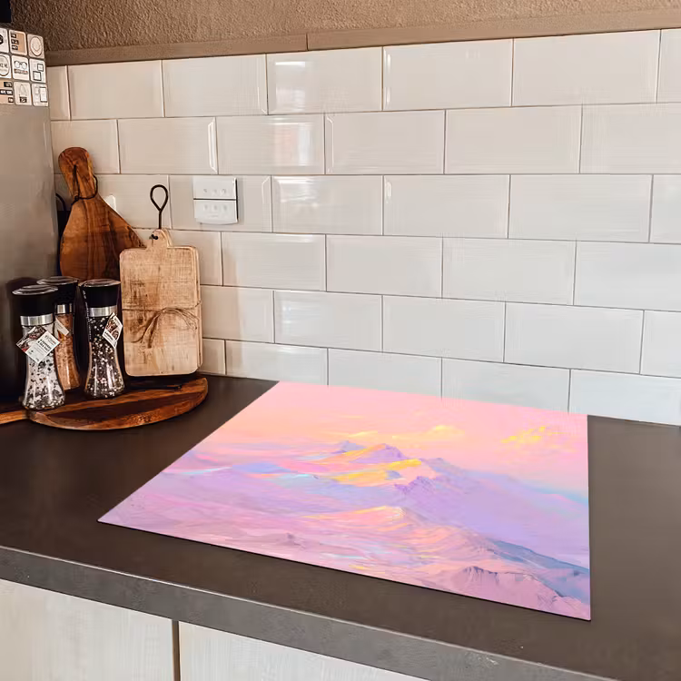 Bergtoppen - Wolken - Dromerig Inductie beschermer vinyl 3mm middel -sfeer3