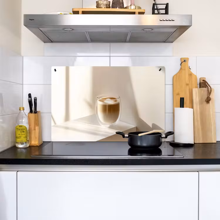Mok - Latte - Minimalistisch - Schaduw Inductie beschemer met haakjes klein -sfeer2