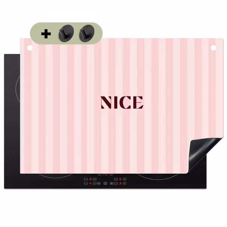 Nice - Strepen - Roze Inductie beschemer met haakjes klein -3d