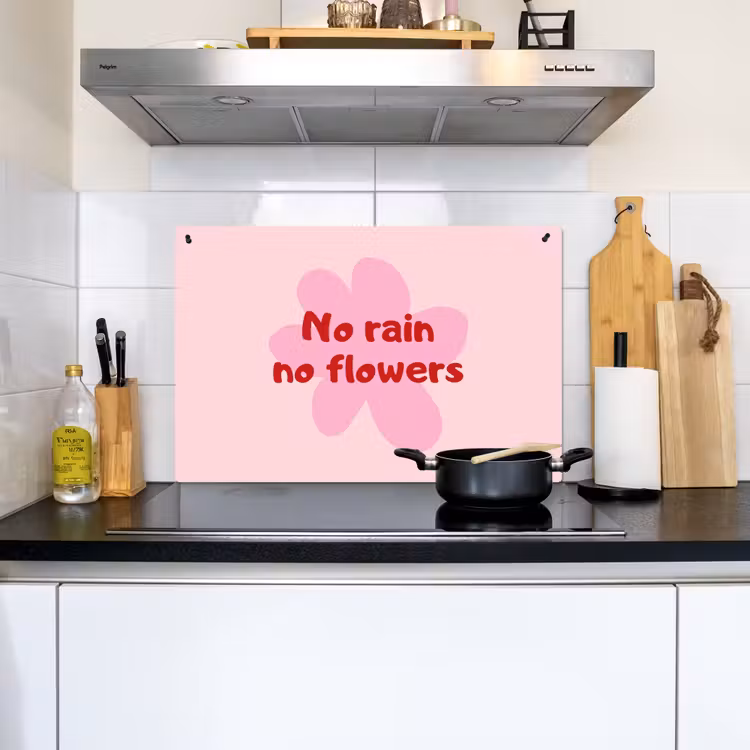 No rain no flowers - Bloem - Roze Inductie beschemer met haakjes klein -sfeer2