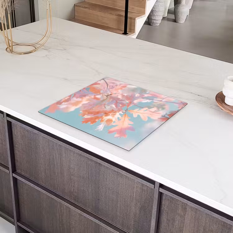 Eikenbladeren - Takken - Roze Inductie beschermer vinyl 3mm middel -sfeer8