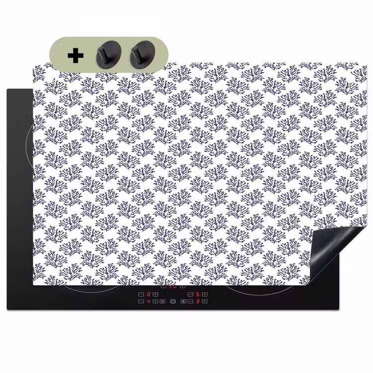 Oceaan - Koraal - Blauw - Wit Inductie beschemer met haakjes klein 777 -3d