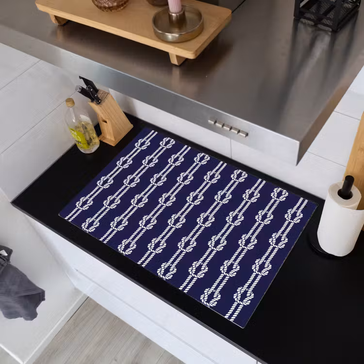 Oceaan - Touw - Blauw - Wit Inductie beschemer met haakjes klein 777 -sfeer1