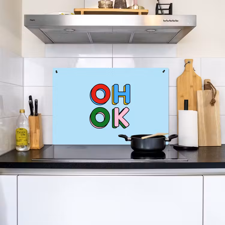 Oh ok - Blauw - Kleurrijk Inductie beschemer met haakjes klein -sfeer2